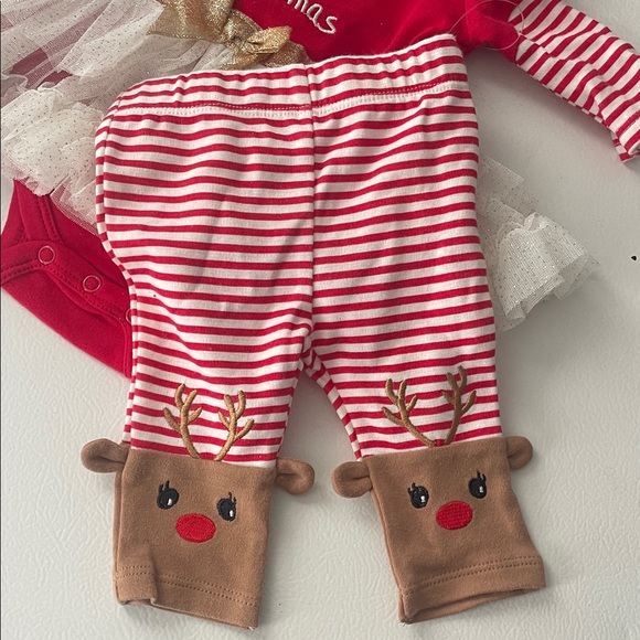 Red and White Christmas Baby Outfit 0-3month cute little Christmas dress - Picture 2 of 5